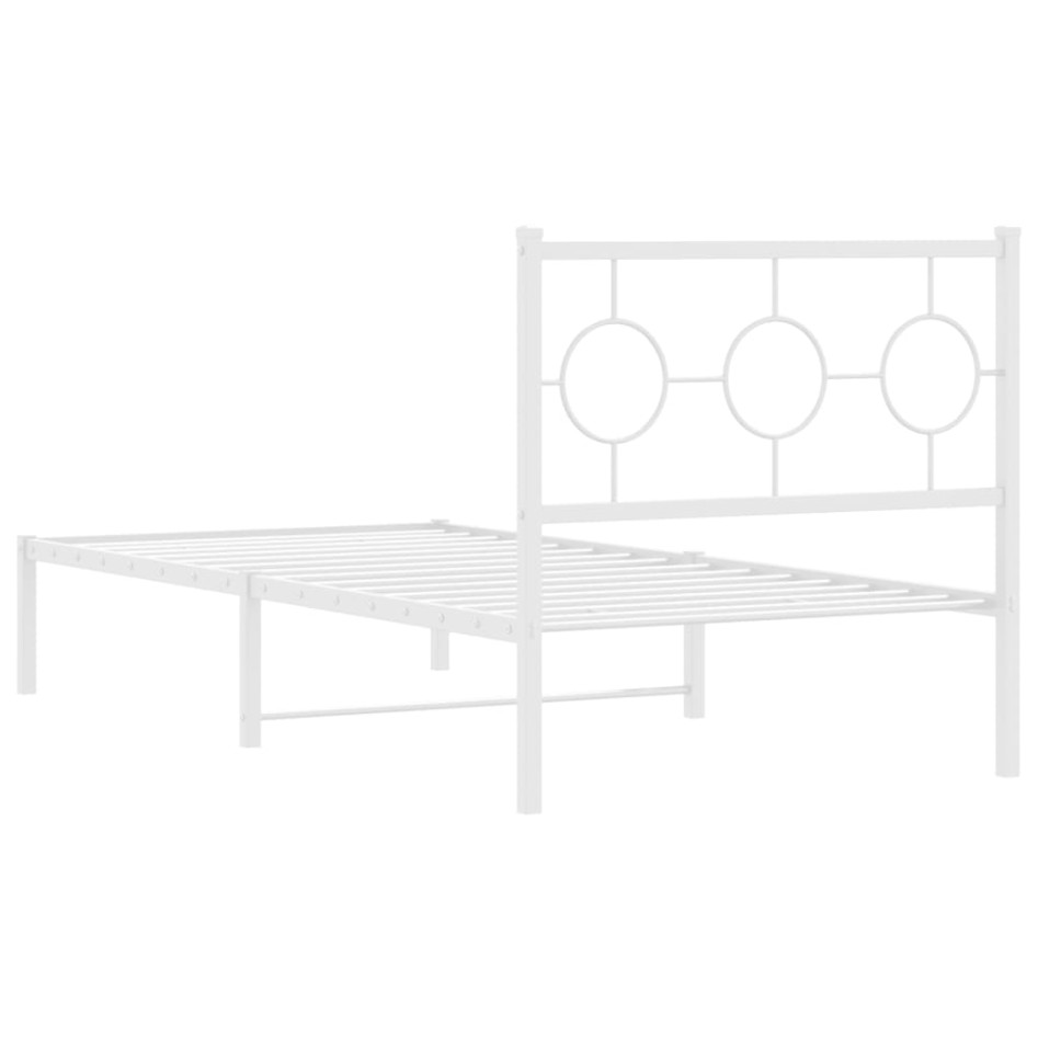 Estructura cama sin colchón con cabecero metal blanco 90x200