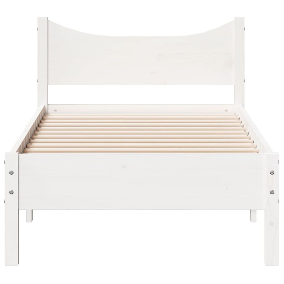 Estructura de cama sin colchón madera maciza blanca 75x190