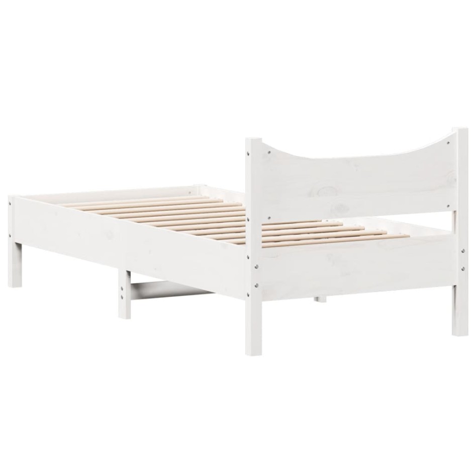 Estructura de cama sin colchón madera maciza blanca 75x190