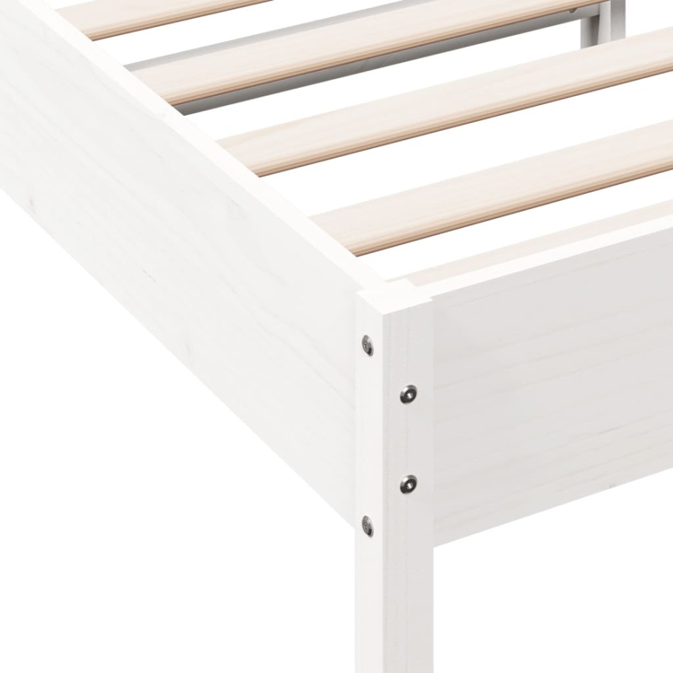 Estructura de cama sin colchón madera maciza blanca 75x190