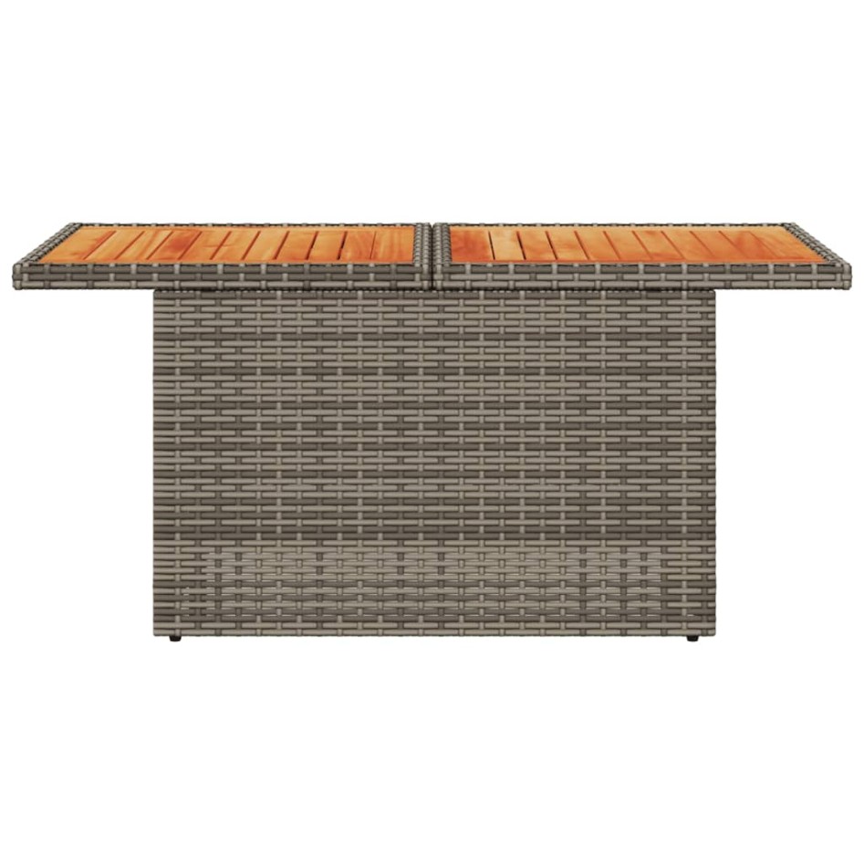Mesa de jardín ratán PE y madera de acacia gris 100x55x73