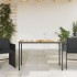 Mesa de jardín superficie de madera ratán PE negro 115x54x74