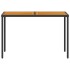 Mesa de jardín superficie de madera ratán PE negro 115x54x74