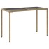 Mesa de jardín superficie de vidrio ratán PE beige 115x54x74