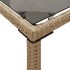 Mesa de jardín superficie de vidrio ratán PE beige 115x54x74