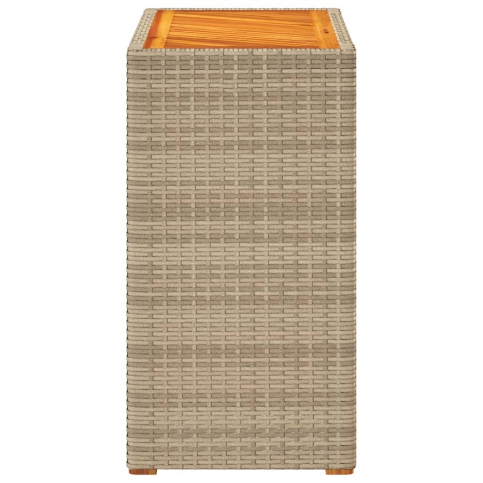 Mesa auxiliar jardín tapa madera ratán PE beige 60x40x75