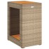 Mesa auxiliar jardín tapa madera ratán PE beige 60x40x75