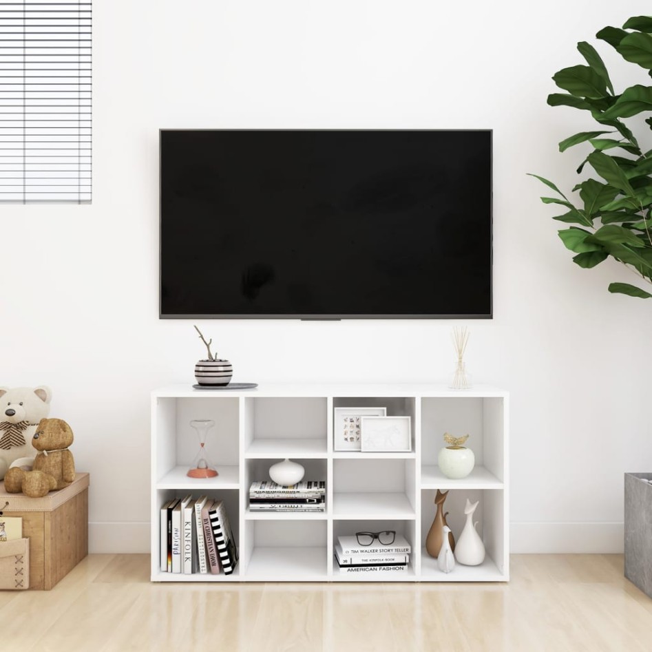 Banco zapatero de madera contrachapada blanco 103x30x54,5