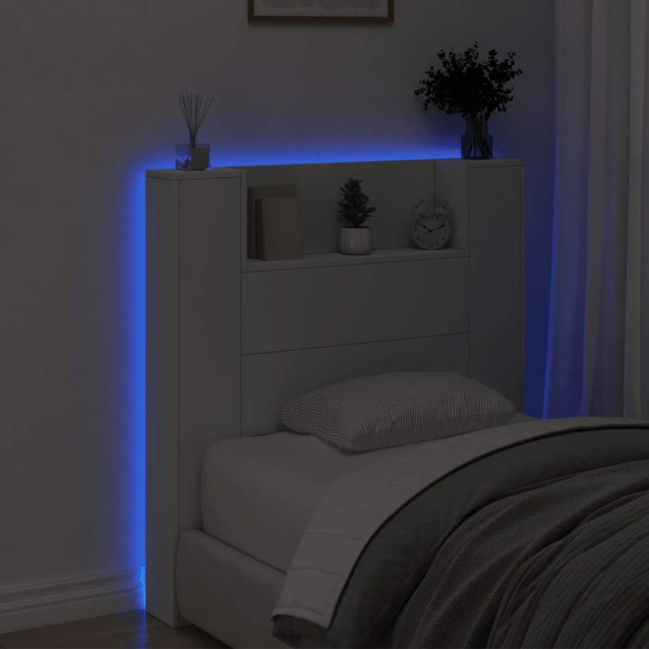 Cabecero de cama con luz LED blanco 100x16,5x103,5