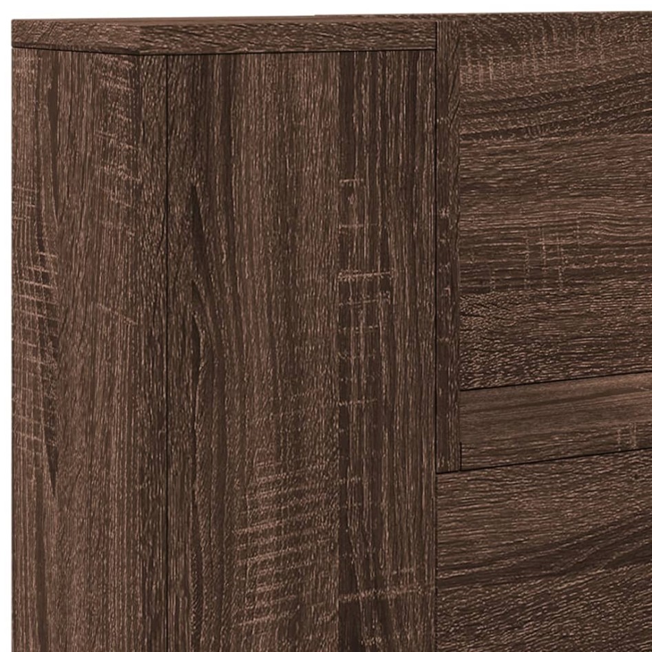 Cabecero de cama con luz LED marrón roble 120x16,5x103,5