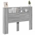 Cabecero de cama con luz LED gris Sonoma 140x16,5x103,5