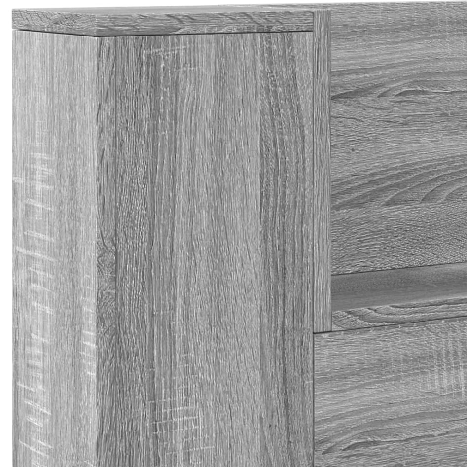 Cabecero de cama con luz LED gris Sonoma 140x16,5x103,5