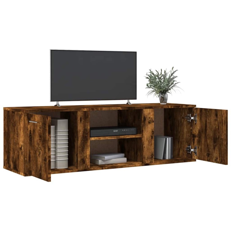 Mueble de TV madera de ingeniería roble ahumado 120x34x37