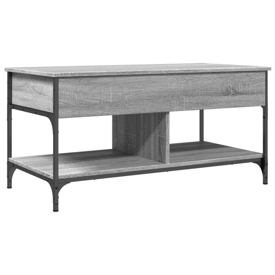 Mesa de centro madera ingeniería metal gris Sonoma 100x50x50