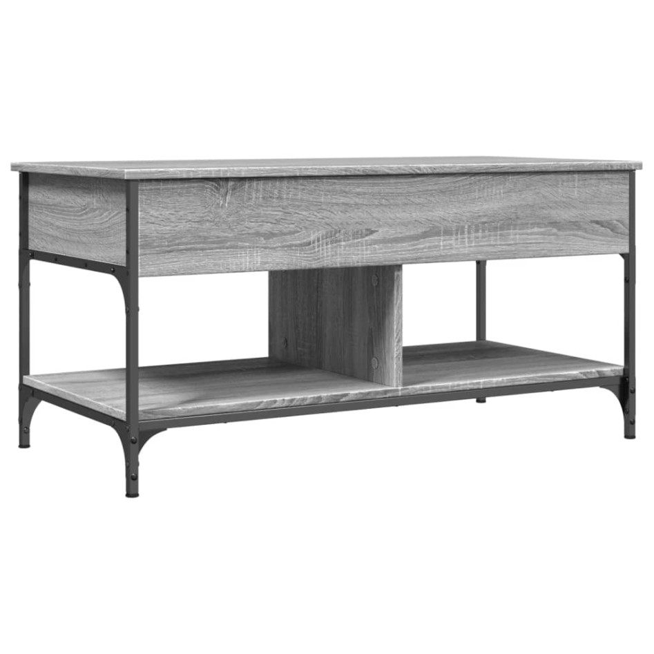 Mesa de centro madera ingeniería metal gris Sonoma 100x50x50