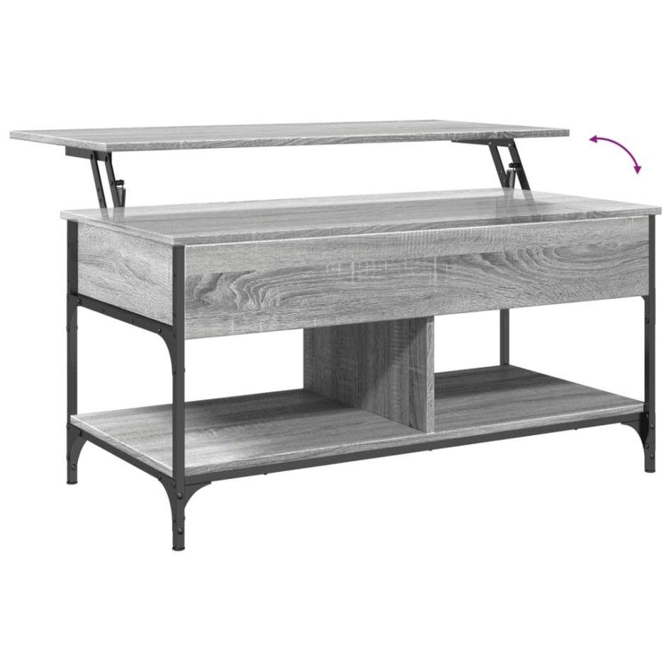 Mesa de centro madera ingeniería metal gris Sonoma 100x50x50