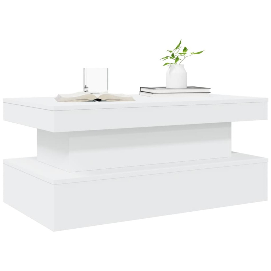 Mesa de centro con luces LED blanco 90x50x40
