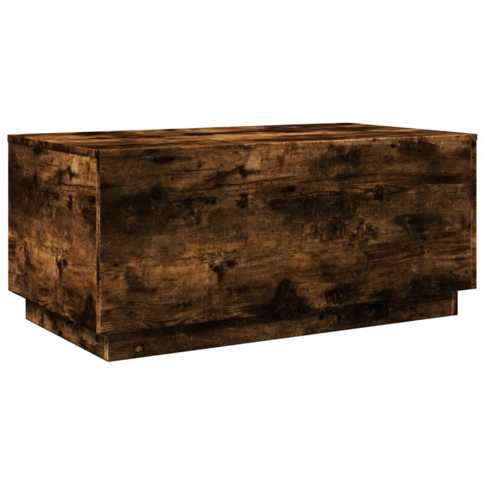 Mesa de centro con luces LED roble ahumado 90x50x40