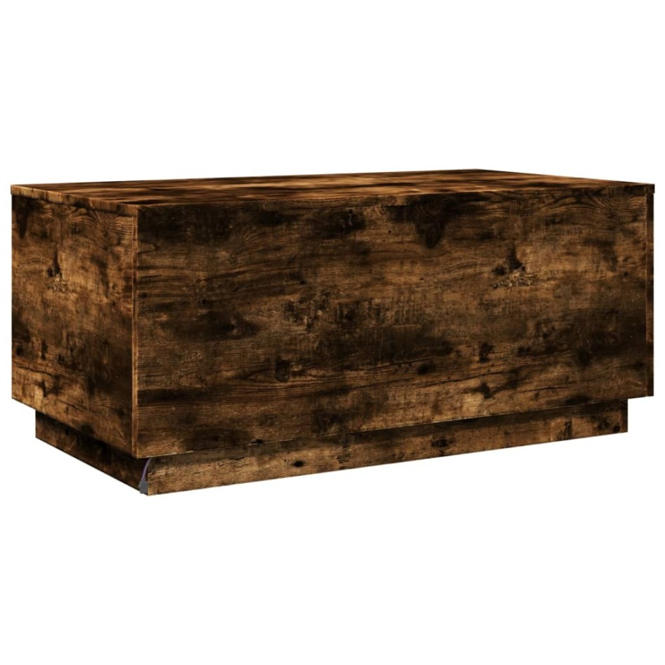 Mesa de centro con luces LED roble ahumado 90x50x40