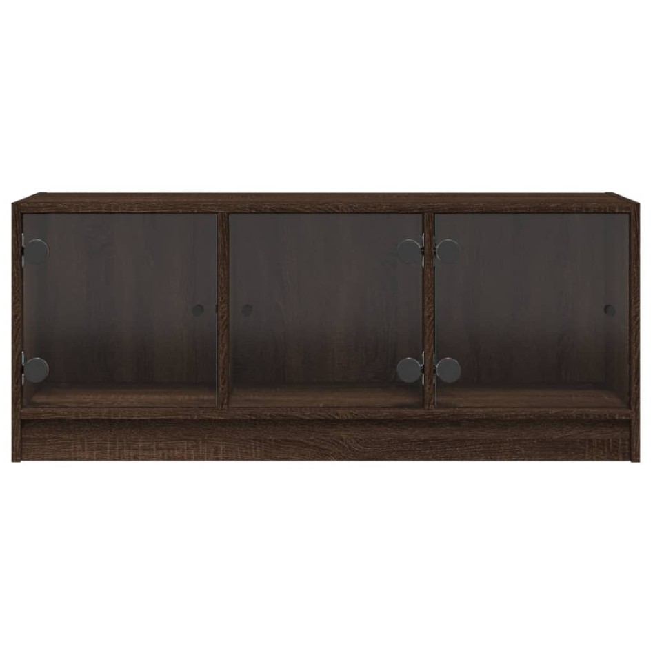 Mueble de TV con puertas de vidrio marrón roble 102x37x42