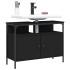 Armario para lavabo de baño madera ingeniería negro 80x30x60