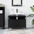 Armario para lavabo de baño madera ingeniería negro 80x30x60