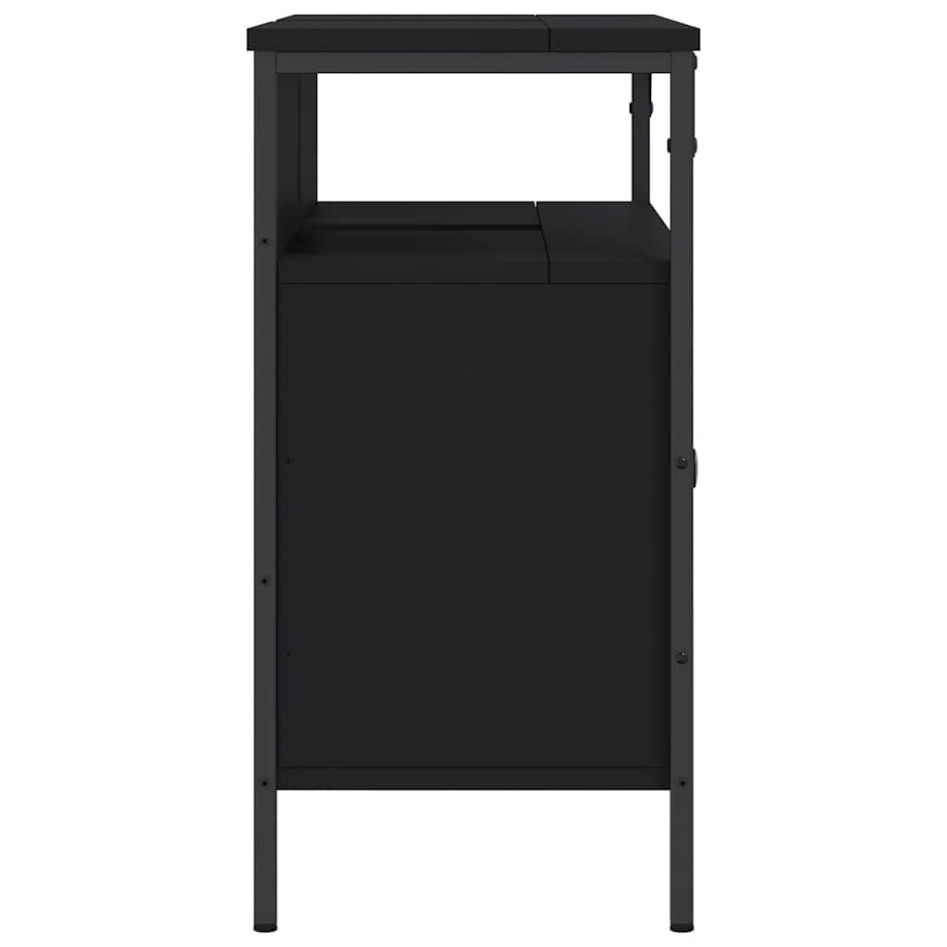 Armario para lavabo de baño madera ingeniería negro 80x30x60