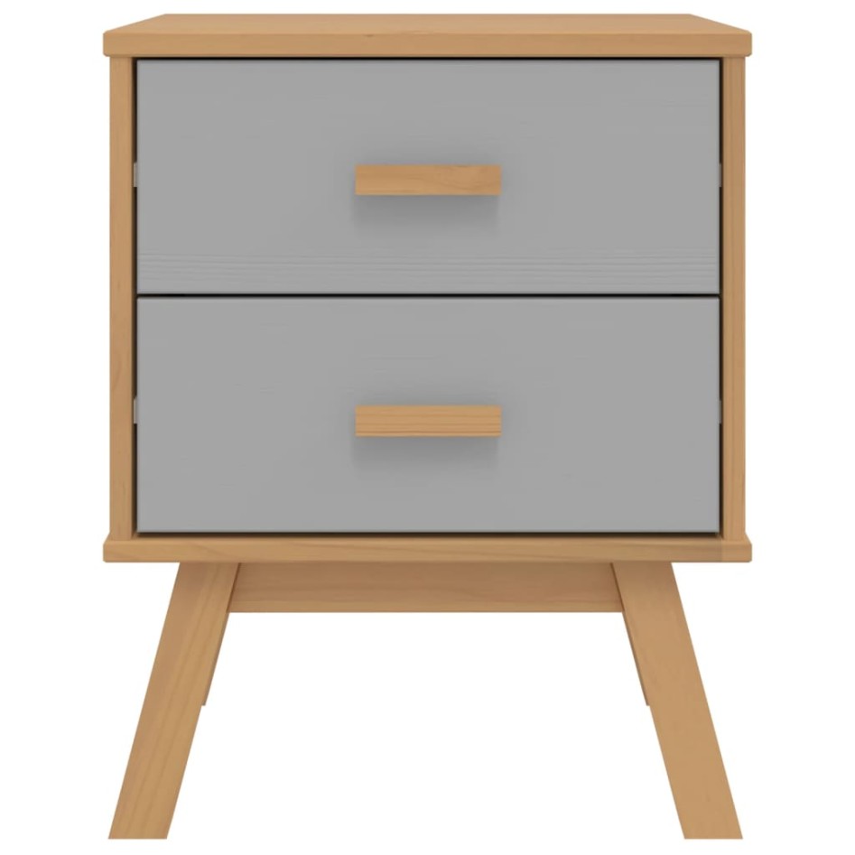 Mesita de noche OLDEN madera maciza de pino gris y