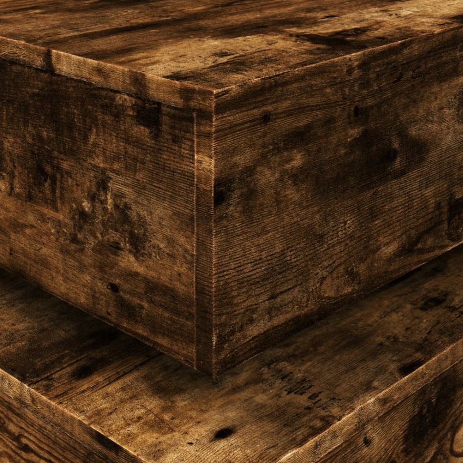 Mesa de centro con luces LED roble ahumado 50x50x40