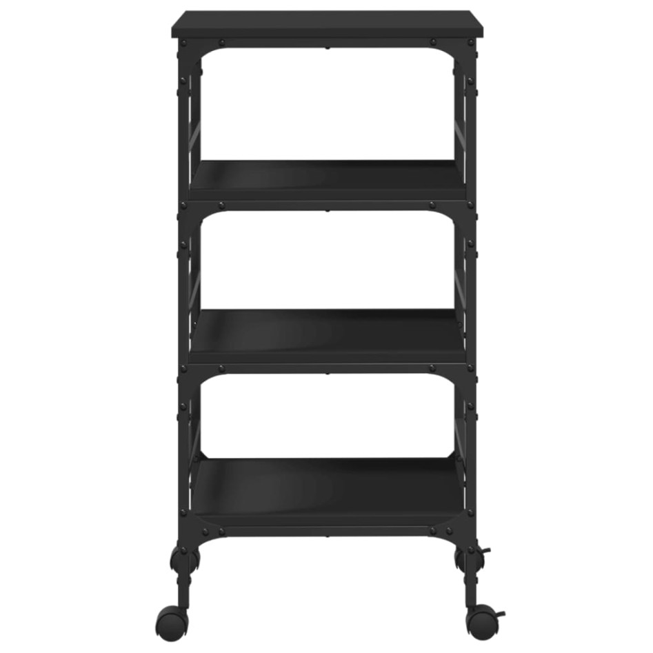 Carrito de cocina de madera de ingeniería negro 45x35x89,5