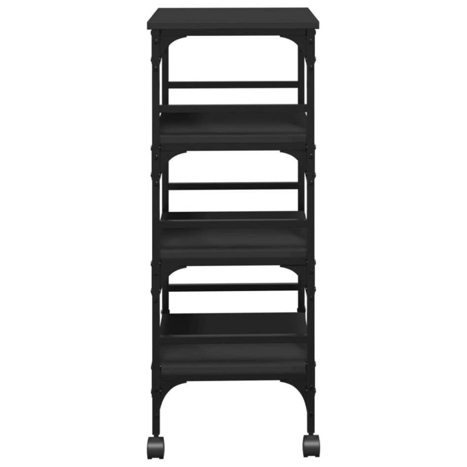 Carrito de cocina de madera de ingeniería negro 45x35x89,5