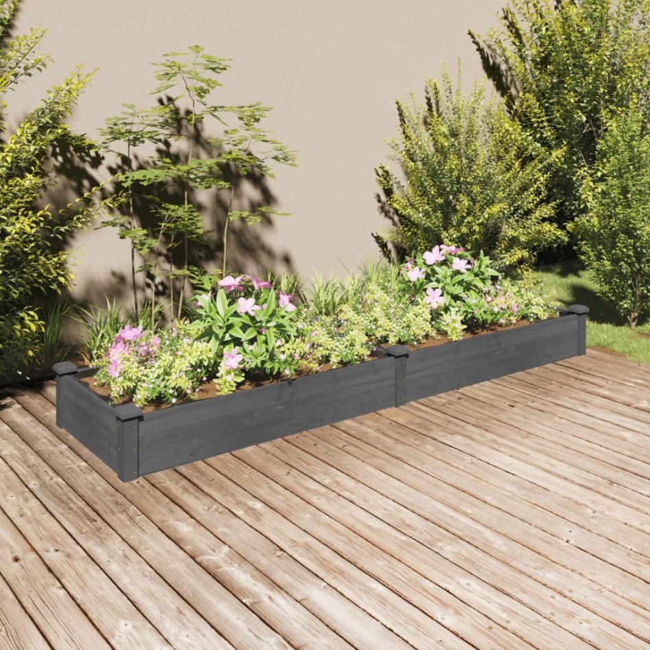 Jardinera arriate con forro madera abeto gris 240x60x25