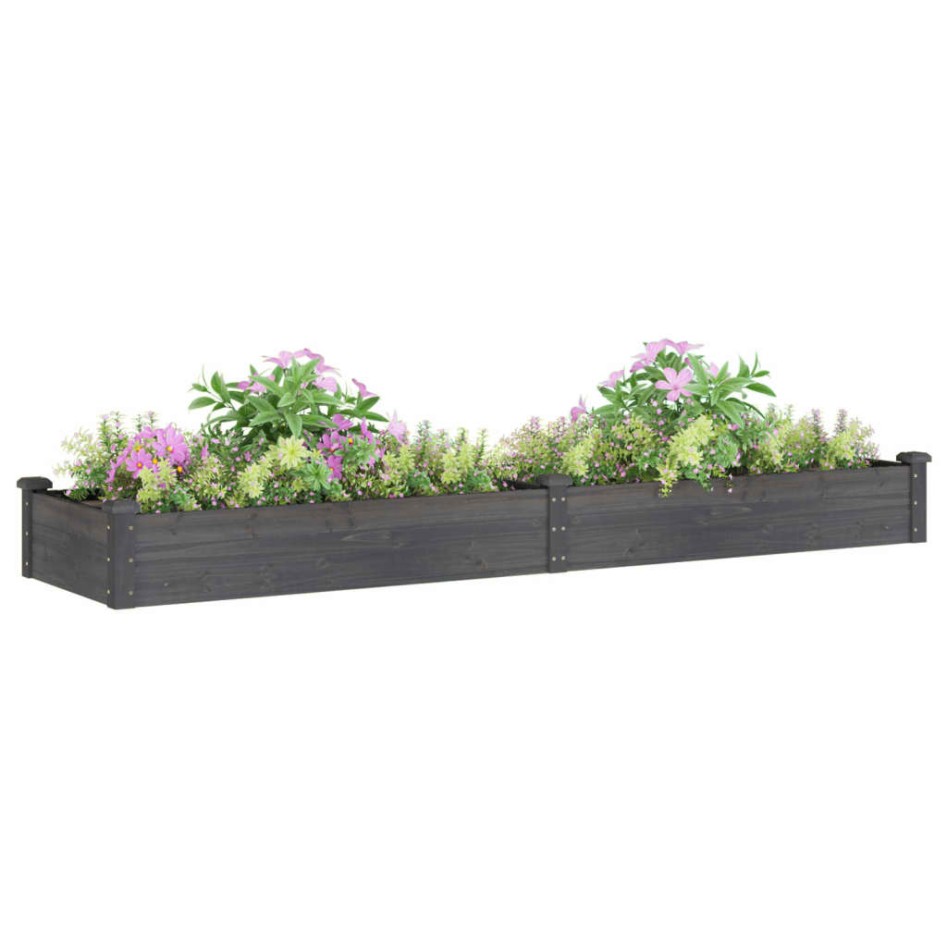 Jardinera arriate con forro madera abeto gris 240x60x25