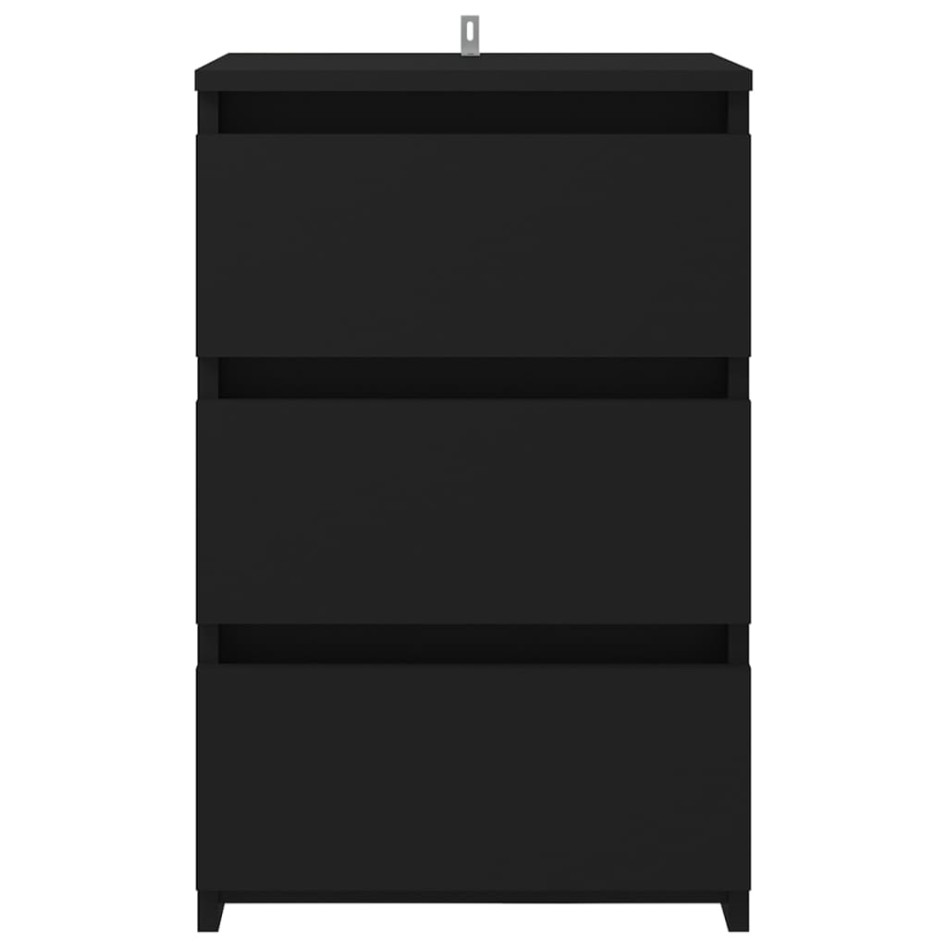 Mesita de noche madera contrachapada negro 40x35x62,5