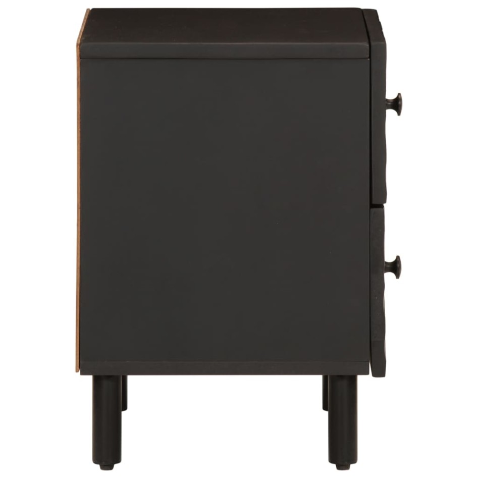Mesita de noche de madera maciza de mango negra 40x33x46