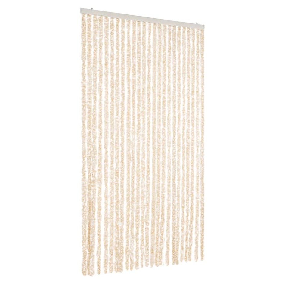 Cortina antimoscas chenilla beige y blanco 100x200