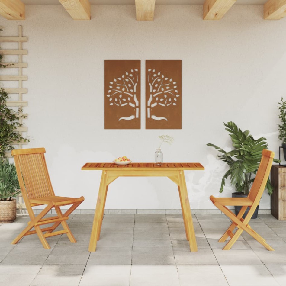 Mesa de comedor de jardín madera maciza de acacia 110x56x75