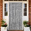 Cortina antimoscas chenilla gris negro y blanco 90x200 cm