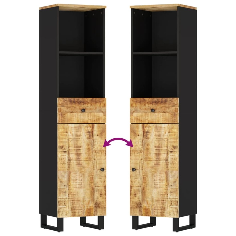 Conjunto de muebles de baño 3 piezas madera maciza de