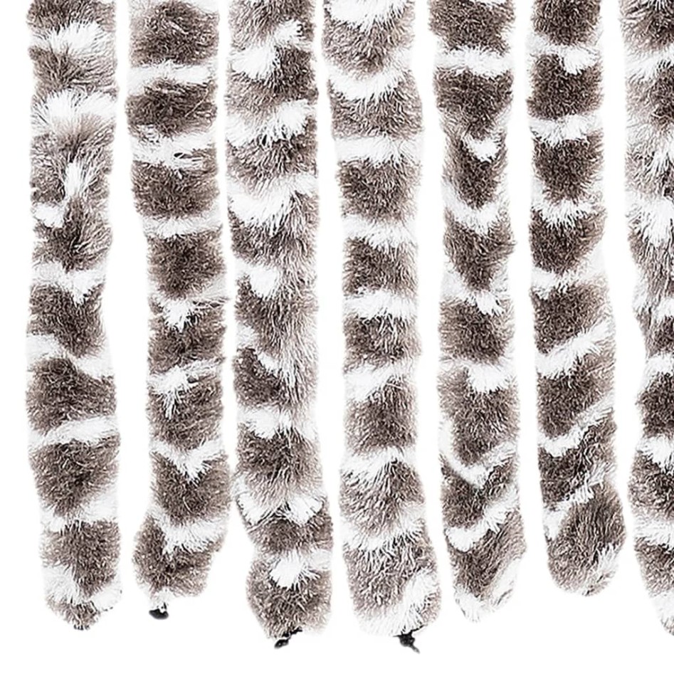 Cortina antimoscas chenilla gris taupe y blanco 100x200