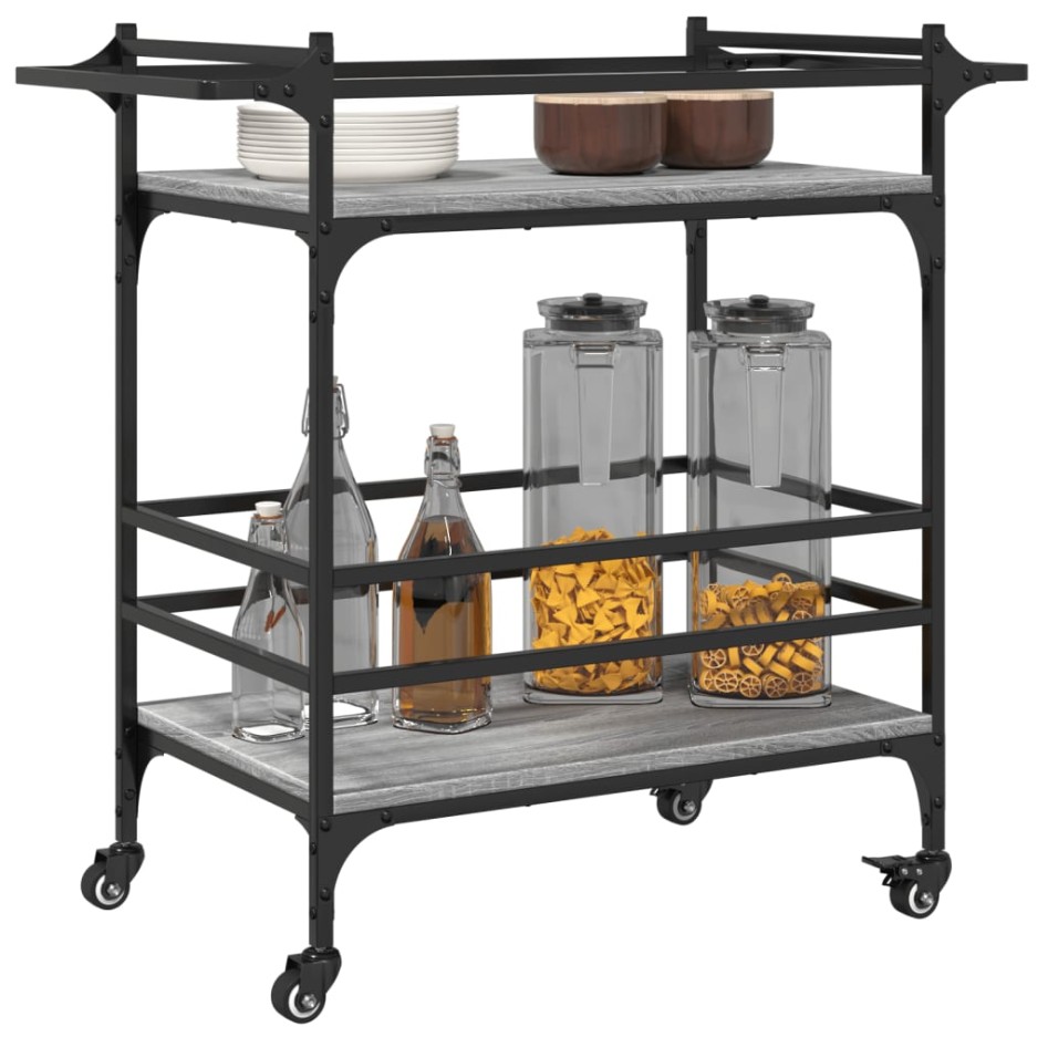 Carrito de cocina madera ingeniería gris Sonoma 82x40x78,5