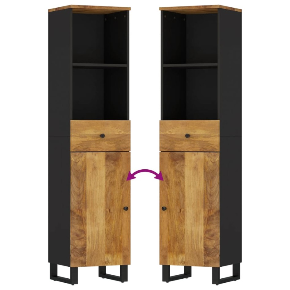 Conjunto de muebles de baño 3 piezas madera maciza de