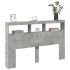 Cabecero de cama con luz LED gris hormigón 160x17x102