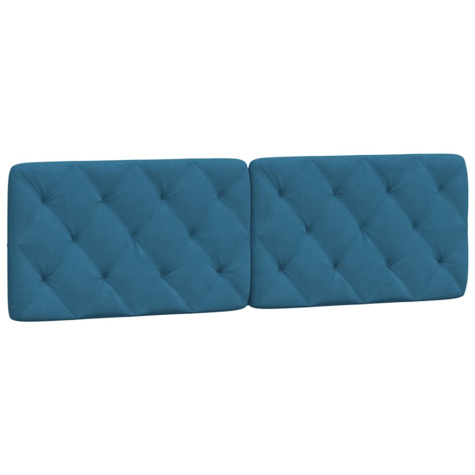 Cabecero de cama acolchado terciopelo azul 160