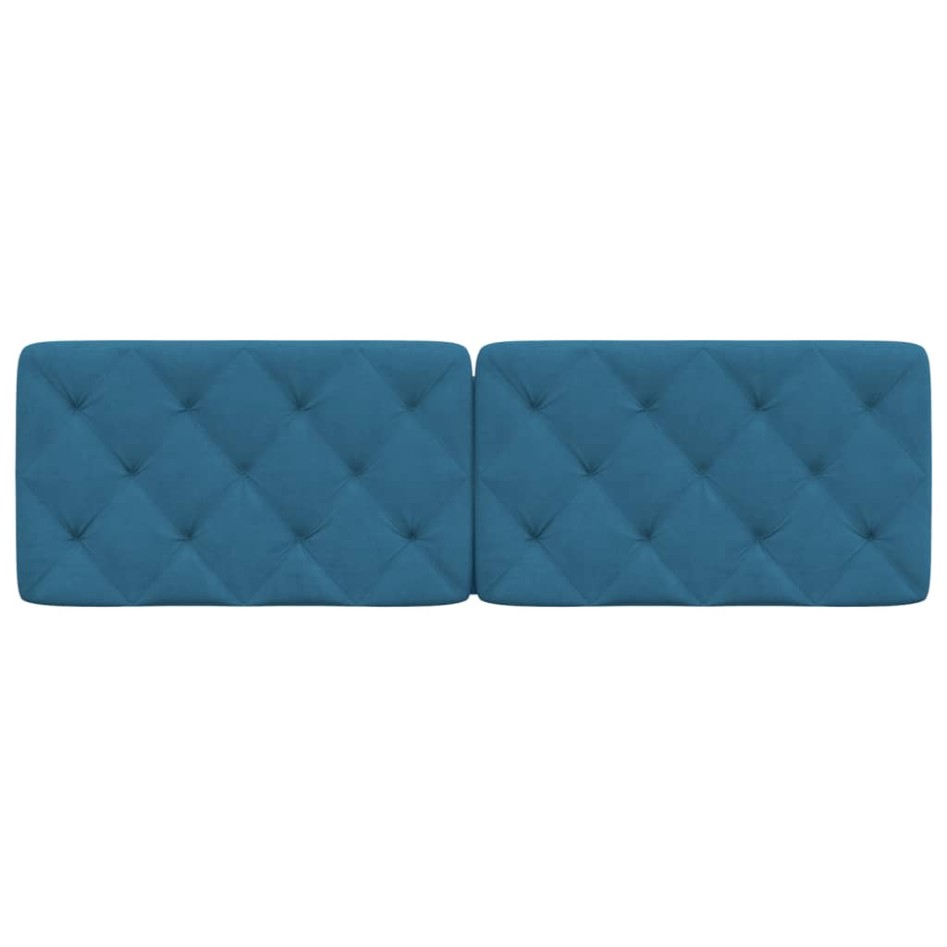 Cabecero de cama acolchado terciopelo azul 160