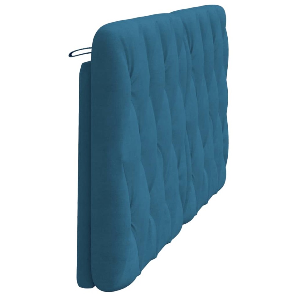 Cabecero de cama acolchado terciopelo azul 160