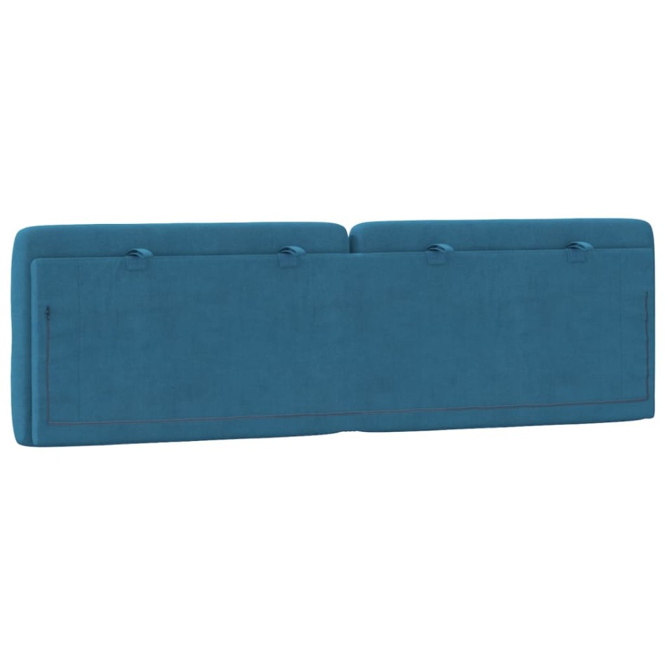 Cabecero de cama acolchado terciopelo azul 160