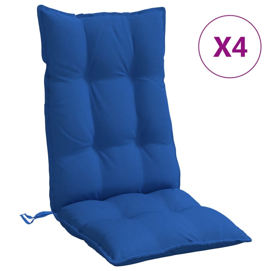 Cojines de silla con respaldo alto 4 uds tela Oxford azul