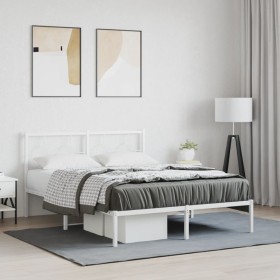 Estructura cama sin colchón con cabecero metal blanco
