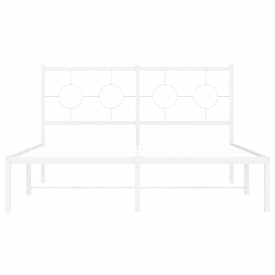 Estructura cama sin colchón con cabecero metal blanco